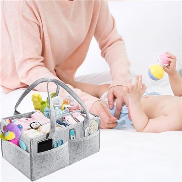 Organizzatore Pannolini - Cesto Portatutto Per Neonato Con Scomparti, Turchese - Foto 11